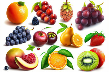 a group of vegetables is isolated on white background.generative AI. 