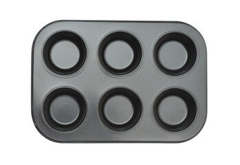 Top view of empty non-stick muffin baking tray