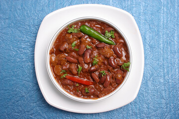 bowl of rajma masala with gravy, tasty food India cuisine 