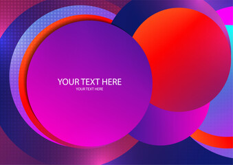 Colorful overlapping circles, modern abstract composition with shadows and text. Geometric background.