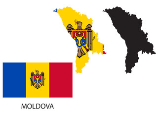 moldova flag and map illustration vector 