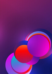 Colorful overlapping circles, modern abstract composition with shadows and text. Geometric background.