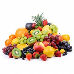 Naklejka na ściany i meble Fresh fruits for healthy and dieting, Various fresh fruits isolated on white background.