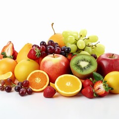 Naklejka na ściany i meble Fresh fruits for healthy and dieting, Various fresh fruits isolated on white background.