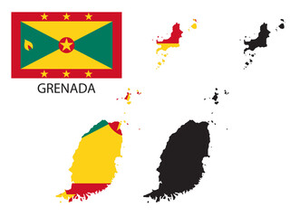 grenada flag and map illustration vector 