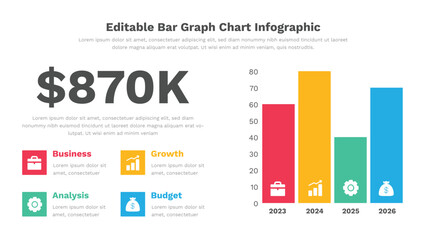 Bar chart infographic presentation template fully editable