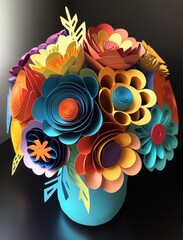 Colorful paper flower bouquet, Generative Ai