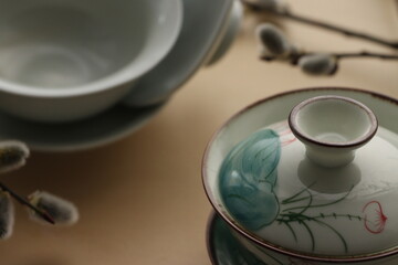 Obraz na płótnie Canvas Chinese tea utensils. gaiwan