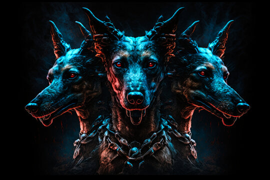 concept of mythical three headed hound Cerberus