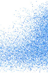 Obraz premium Chic blue confetti dot scatter texture. Triangle square circle star granules illustration. Banner template. Messy crumb particles dust confetti. Party decoration stardust splash