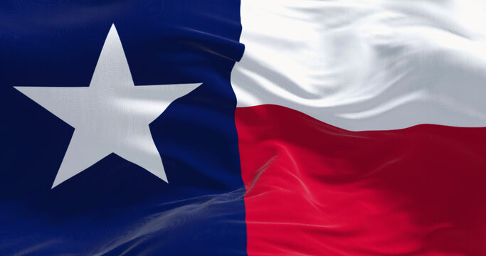 Close-up of the Texas state flag fluttering in the wind