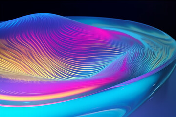 Abstract 3D neon vibrant wave gradient, banner, background. Generative AI