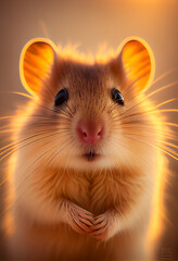 Funny hamster is taking pictures on the phone. AI Generated