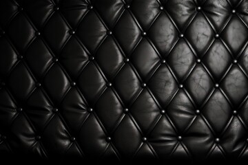  a close up of a black leather upholstered wall.  generative ai