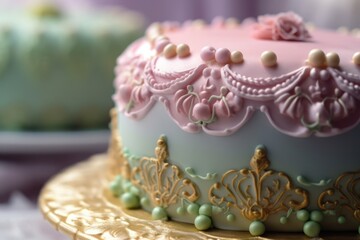 Obraz na płótnie Canvas Wedding cake decorated with roses, generative ai