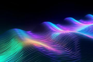 energy of neon waves, 3D abstract colorful, banner, wallpaper, background. Generative AI