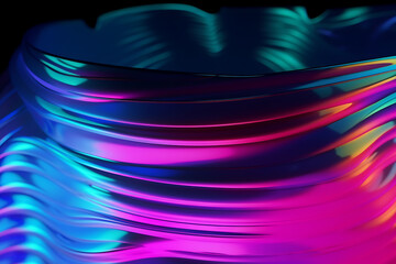 abstract 3D neon background with waves, banner, wallpaper. Generative AI