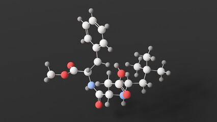 neotame molecule, molecular structure, e961, ball and stick 3d model, structural chemical formula with colored atoms