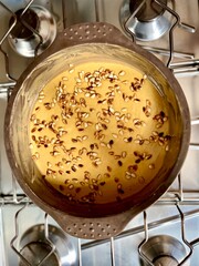 preparing pasta in a pan