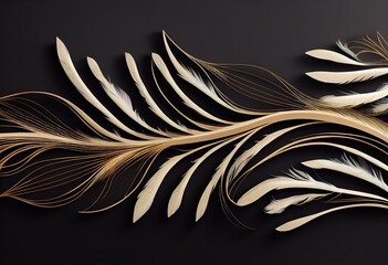 Elegant feather art template, flat illustration