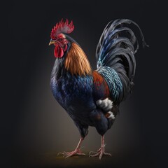 rooster isolated on black background