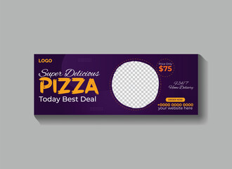Obraz premium Super delicious and food pizza facebook cover banner template