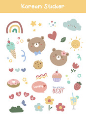 Naklejka premium Cute Korean Sticker Printable Vector Illustration
