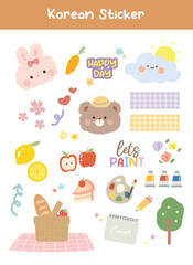 Cute Korean Sticker Printable Vector Illustration