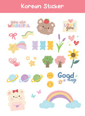 Obraz premium Cute Korean Sticker Printable Vector Illustration