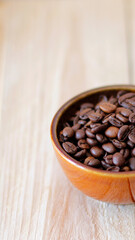 close-up of brown coffee beans in a bowl as mobile wallpaper, vertical mobile background, smartphone wallpapers, mobile wallpapers with coffee beans, coffee beans background, vertical use