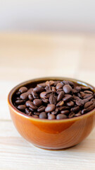 close-up of brown coffee beans in a bowl as mobile wallpaper, vertical mobile background, smartphone wallpapers, mobile wallpapers with coffee beans, coffee beans background, vertical use