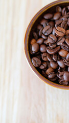 close-up of brown coffee beans in a bowl as mobile wallpaper, vertical mobile background, smartphone wallpapers, mobile wallpapers with coffee beans, coffee beans background, vertical use