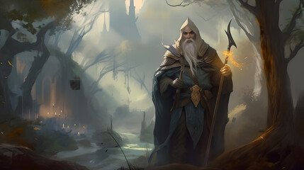 fantasy male character in a cool background (ai generated)