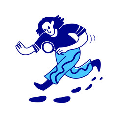 Student following footstep