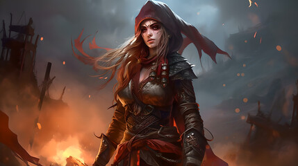 fantasy female character in a cool background (ai generated)