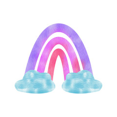 Fototapeta premium Cute watercolor colorful rainbow with cloud