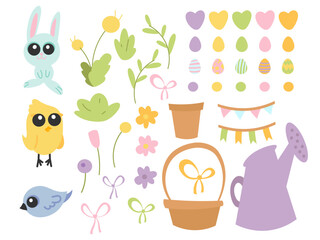 set of easter characters spring elements vector constructor