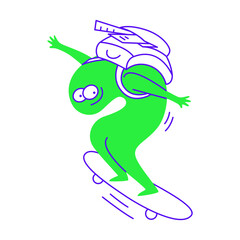 Riding skateboard to school