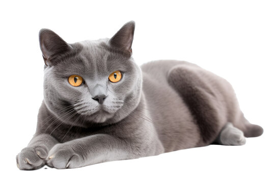 Chartreux Cat on isolated transparent background, png. Generative AI