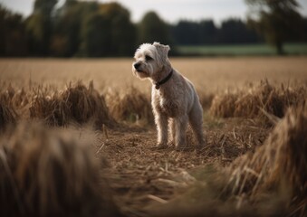 Terrier dog in the field. Generative AI.