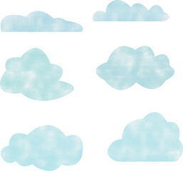 Set of watercolor clouds. Vector illustration