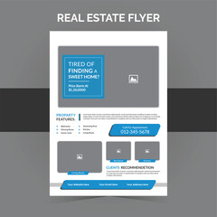 Real Estate Flyer Template. A4 Size with Bleed. Fully Editable. CMYK Print Ready Template. 