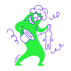 Doing magic trick using hat and rabbit