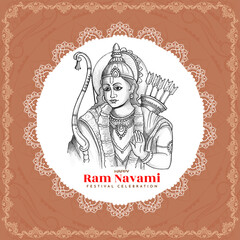 Happy Ram navami festival celebration greeting card design