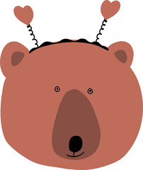 Bear brown in a hoop with hearts children's drawing.
