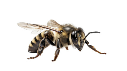 Bee isolated on white transparent background png. Generative AI