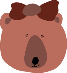 Bear brown with a bow children's drawing.
