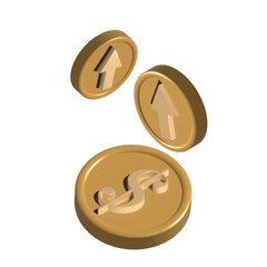  gold coins 3d with arrows