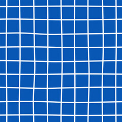Vector kawaii checkered blue monochrome seamless pattern. Imitation blue pool mosaic