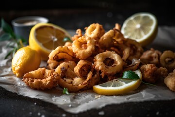 fried calamari with lemon. Generative AI